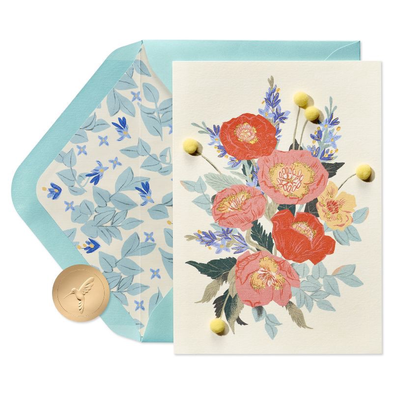 slide 1 of 6, PAPYRUS Thinking of You Blue Coral Flowers Greeting Card, 1 ct