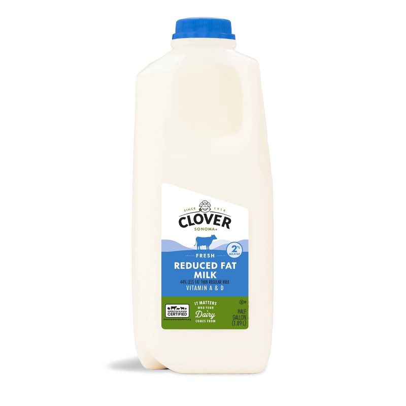 slide 1 of 1, Clover Sonoma Fresh 2% Reduced Fat Milk - 0.5gal Jug, 1/2 gal