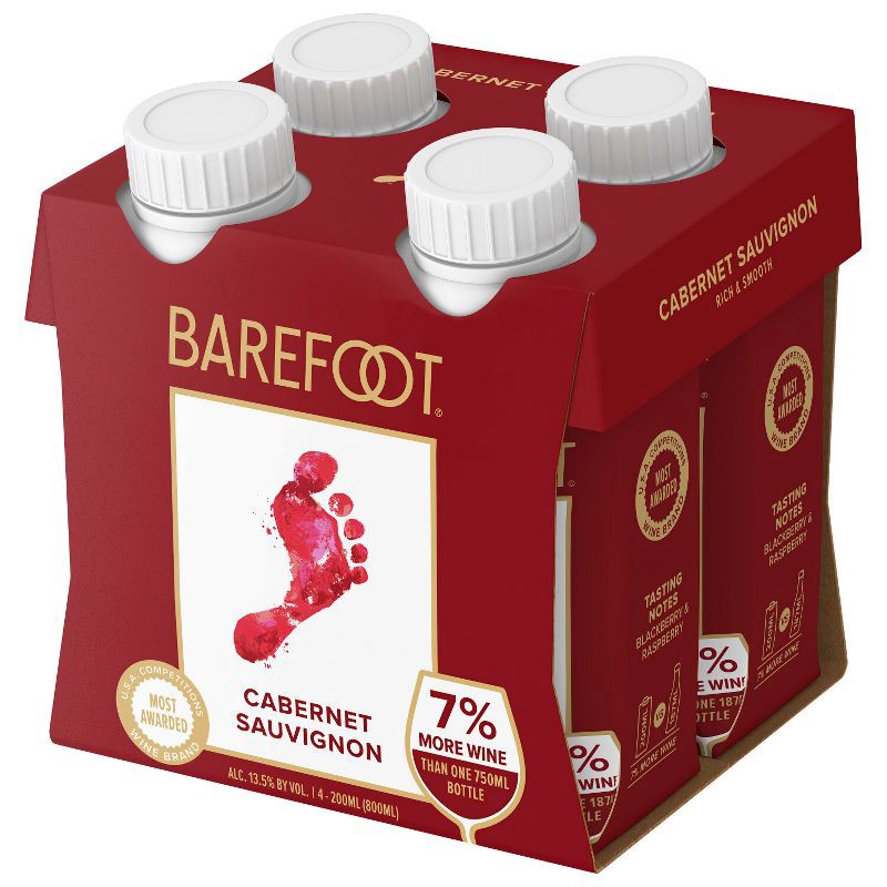 slide 1 of 7, Barefoot Cabernet Sauvignon Red Wine - 4pk/200ml, 4 ct; 200 ml