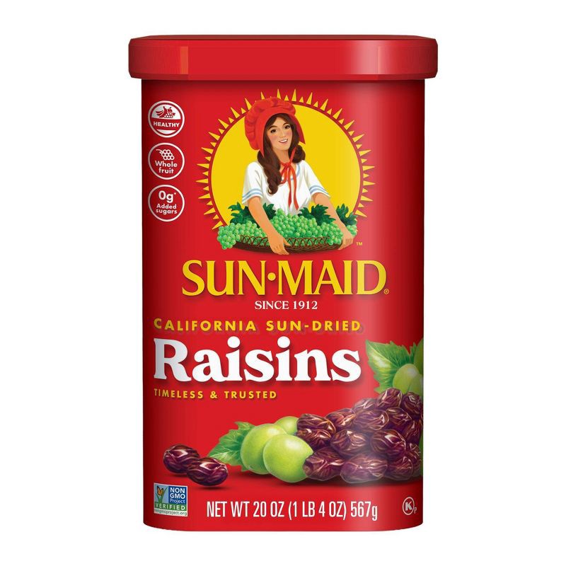 slide 1 of 8, Sun-Maid California Sun-Dried Raisins Canister - 20oz, 20 oz