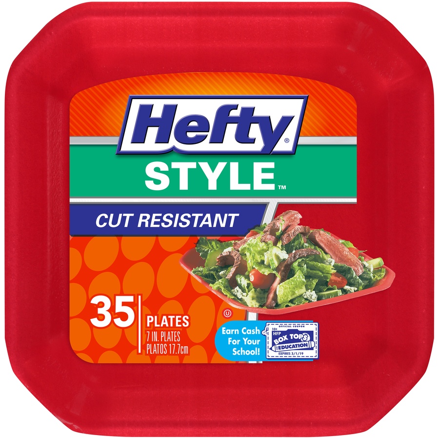 slide 1 of 1, Hefty Style Cut Resistant 7 in. Foam Plates, 35 ct