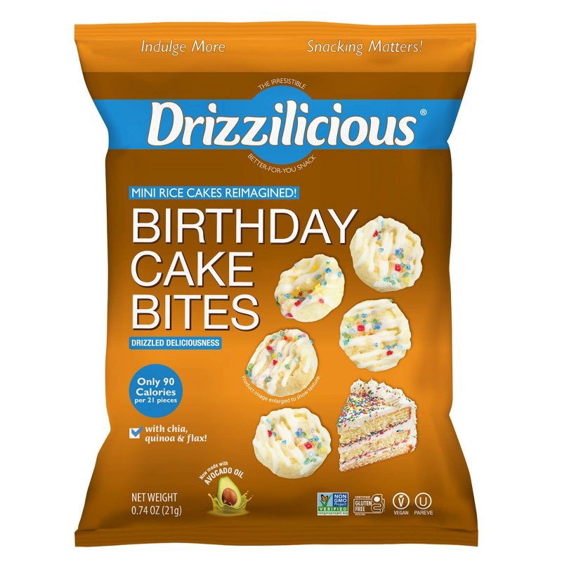 slide 1 of 5, Drizzilicious Rice Cake Birthday Cake - 0.74oz, 0.74 oz