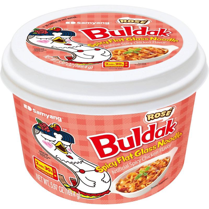 slide 1 of 3, Samyang Buldak Rose Spicy Flat Glass Noodles - 5.97oz, 5.97 oz