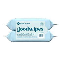 Goodwipes Fragrance-Free Flushable Personal Wipes Unscented - 100ct