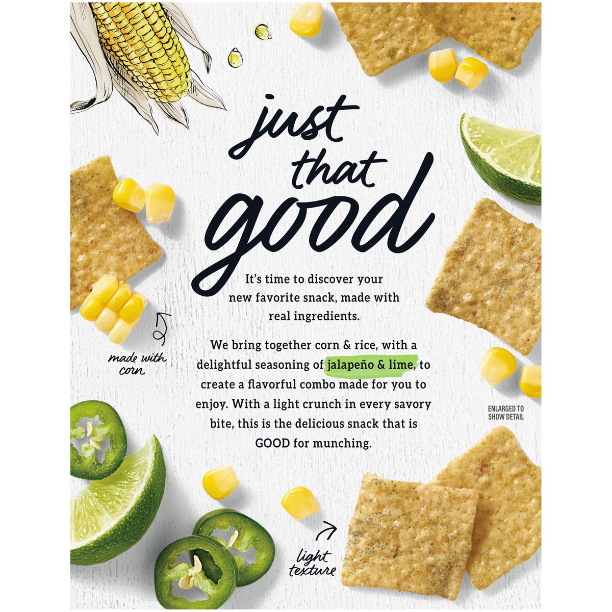 slide 8 of 9, GOOD THiNS Jalapeño & Lime Corn & Rice Snacks Gluten Free Crackers, 3.5 oz, 3.5 oz