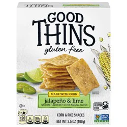 GOOD THiNS Jalapeño & Lime Corn & Rice Snacks Gluten Free Crackers, 3.5 oz