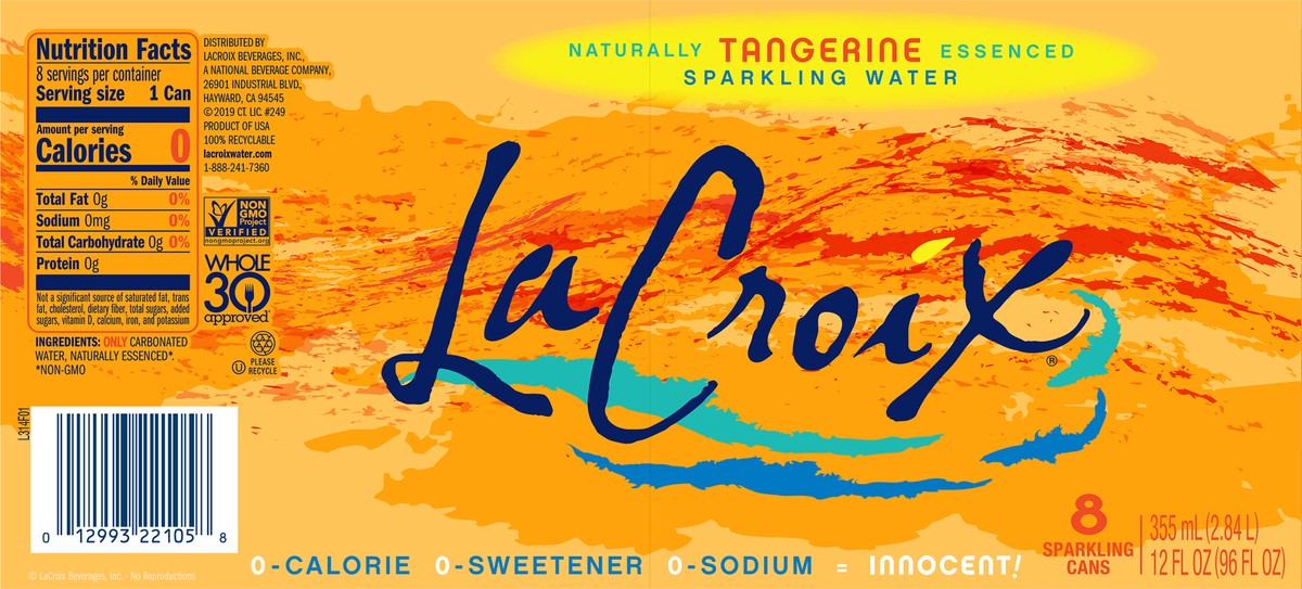 slide 5 of 7, La Croix Tangerine 8 Pack 12oz, 8 ct