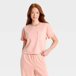 Women's Short Sleeve Pullover Sweatshirt - Universal Thread™ Pink S