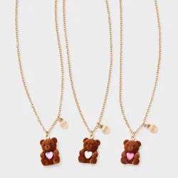 Girls' BFF Teddy Bear Necklace Set 3pk - Cat & Jack™
