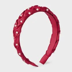 Girls' Braided Satin Headband with Pearl Embellishment - Cat & Jack™ Red