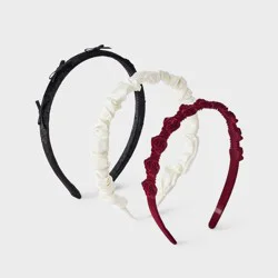 Girls' Velvet/Satin/Flocked Headband Set 3pk - Cat & Jack™ Black/Cream/Red