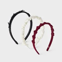 Girls' Velvet/Satin/Flocked Headband Set 3pk - Cat & Jack™ Black/Cream/Red