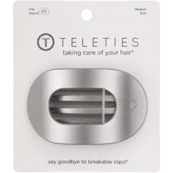 TELETIES Medium Flat Round Hair Clip - Electric Silver