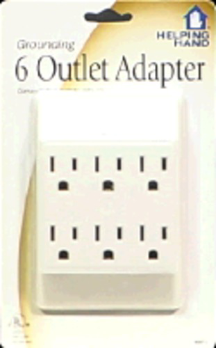 slide 1 of 1, Helping Hand 6 Outlet Adapter White, 1 ct