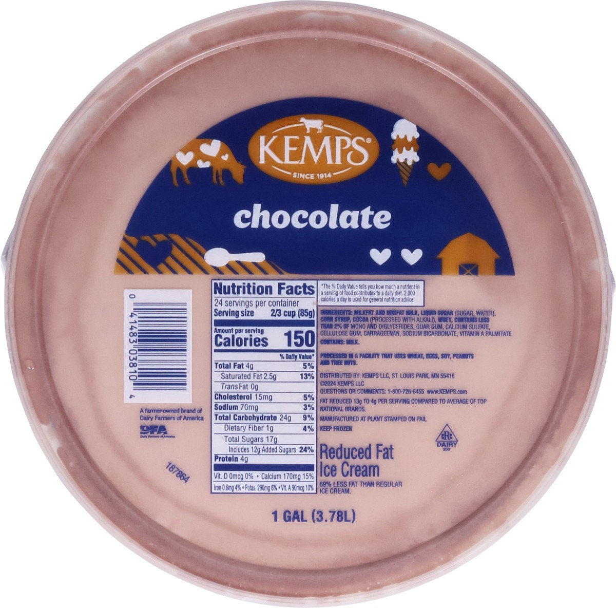 slide 3 of 14, Kemps Reduced Fat Chocolate Ice Cream, 132 fl oz