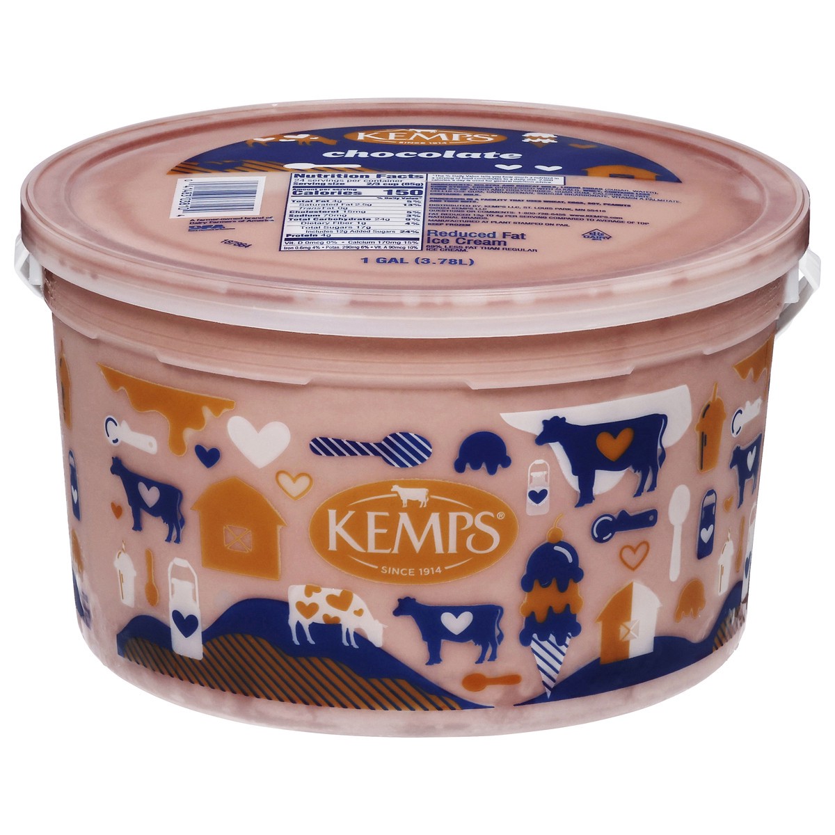 slide 1 of 14, Kemps Reduced Fat Chocolate Ice Cream, 132 fl oz