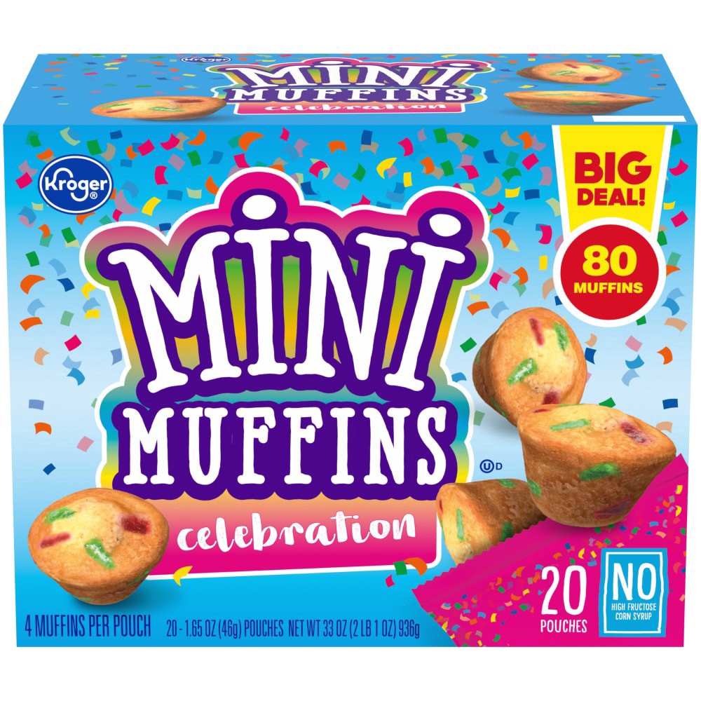 slide 1 of 4, Kroger Celebration Mini Muffins 20 Count, 33 oz