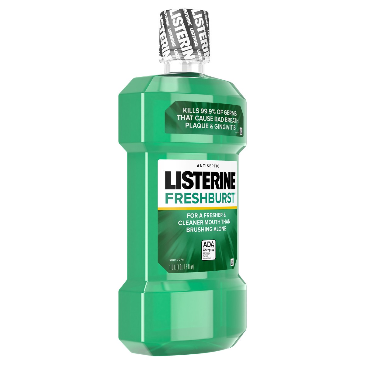 slide 2 of 6, Listerine Freshburst Antiseptic Mouthwash for Bad Breath, Kills 99% of Germs that Cause Bad Breath & Fight Plaque & Gingivitis, ADA Accepted Mouthwash, Spearmint, 1 L, 1 liter