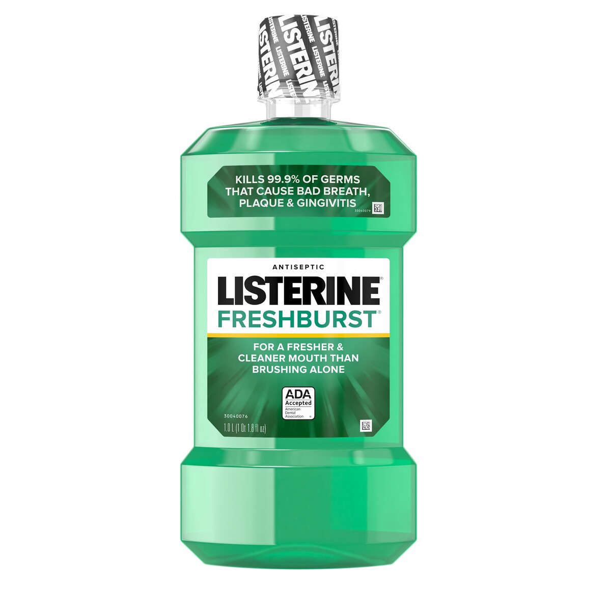 slide 4 of 6, Listerine Freshburst Antiseptic Mouthwash for Bad Breath, Kills 99% of Germs that Cause Bad Breath & Fight Plaque & Gingivitis, ADA Accepted Mouthwash, Spearmint, 1 L, 1 liter