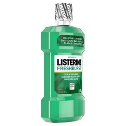Listerine Freshburst Antiseptic Mouthwash for Bad Breath, Kills 99% of Germs that Cause Bad Breath & Fight Plaque & Gingivitis, ADA Accepted Mouthwash, Spearmint, 1 L
