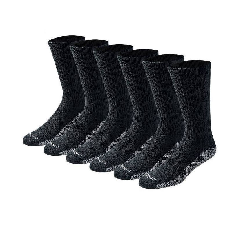 slide 1 of 1, Dickies Dri-Tech Comfort Moisture Control Black Crew Socks, Size 12-15, 6 pair