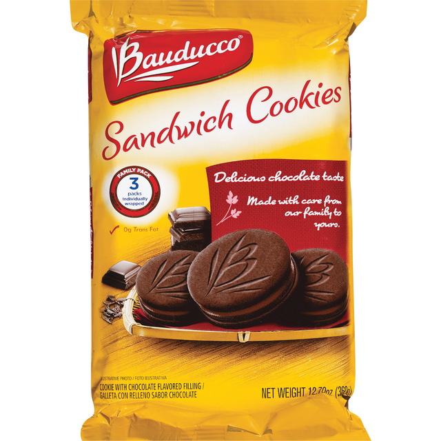 slide 1 of 6, Bauducco Chocolate Sandwich Cookies, 12.7 oz