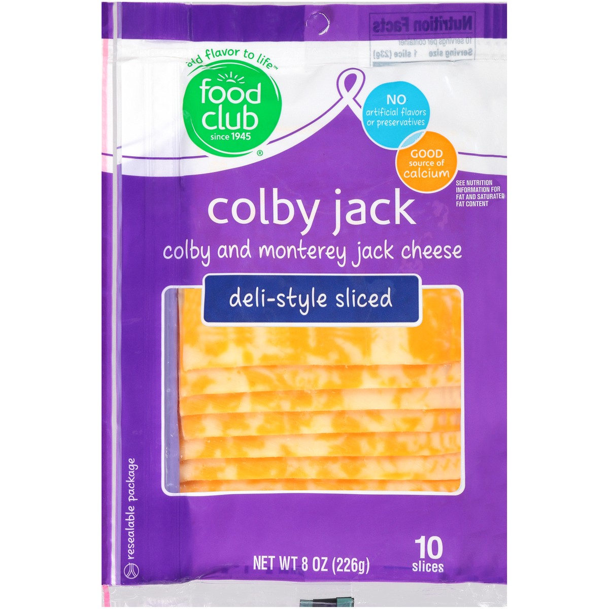 slide 1 of 9, Food Club Colby Jack Colby And Monterey Jack Deli-Style Sliced Cheese, 8 oz