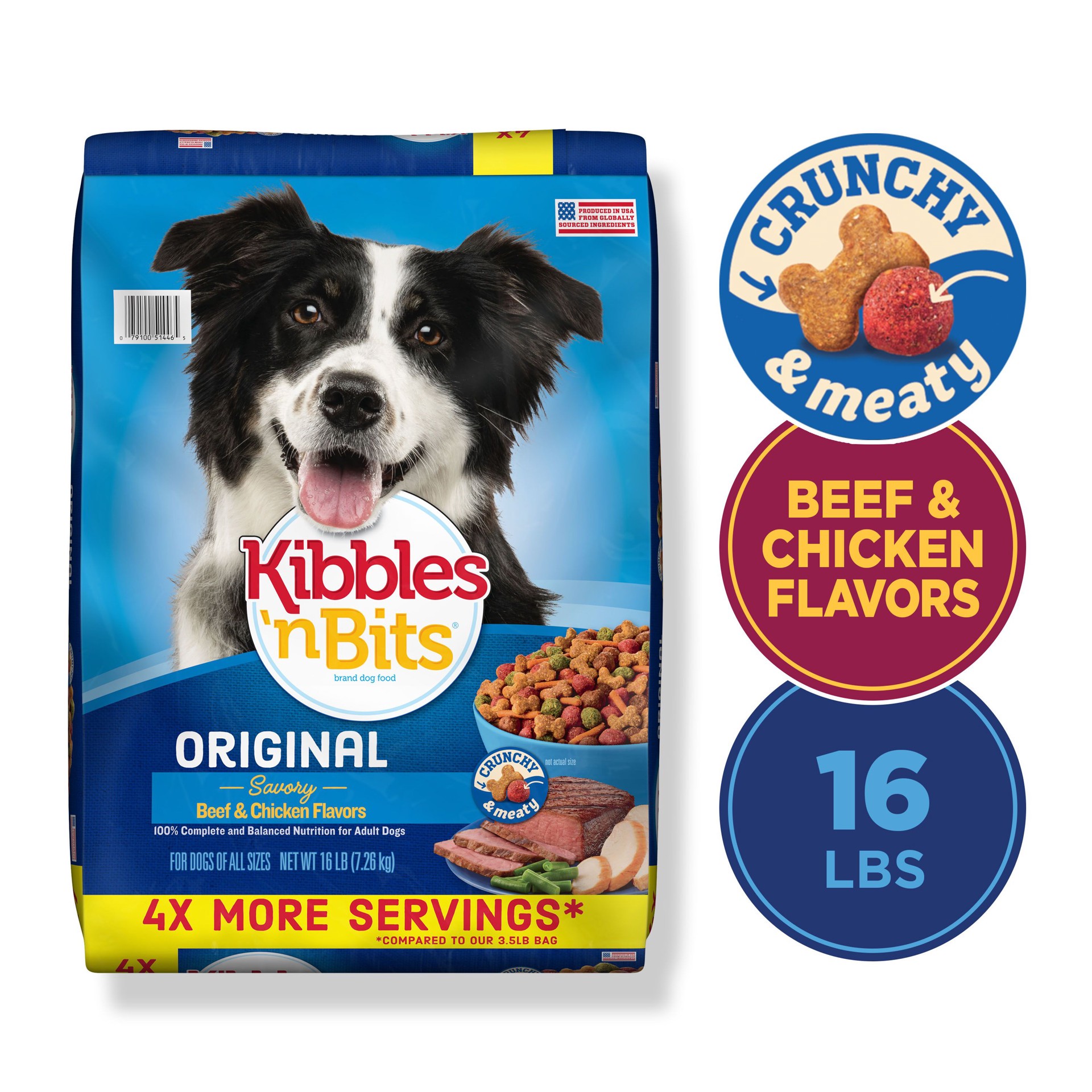 slide 2 of 7, Kibbles 'n Bits Original Savory Beef & Chicken Flavors Dry Dog Food, 16 lb. Bag, 16 lb