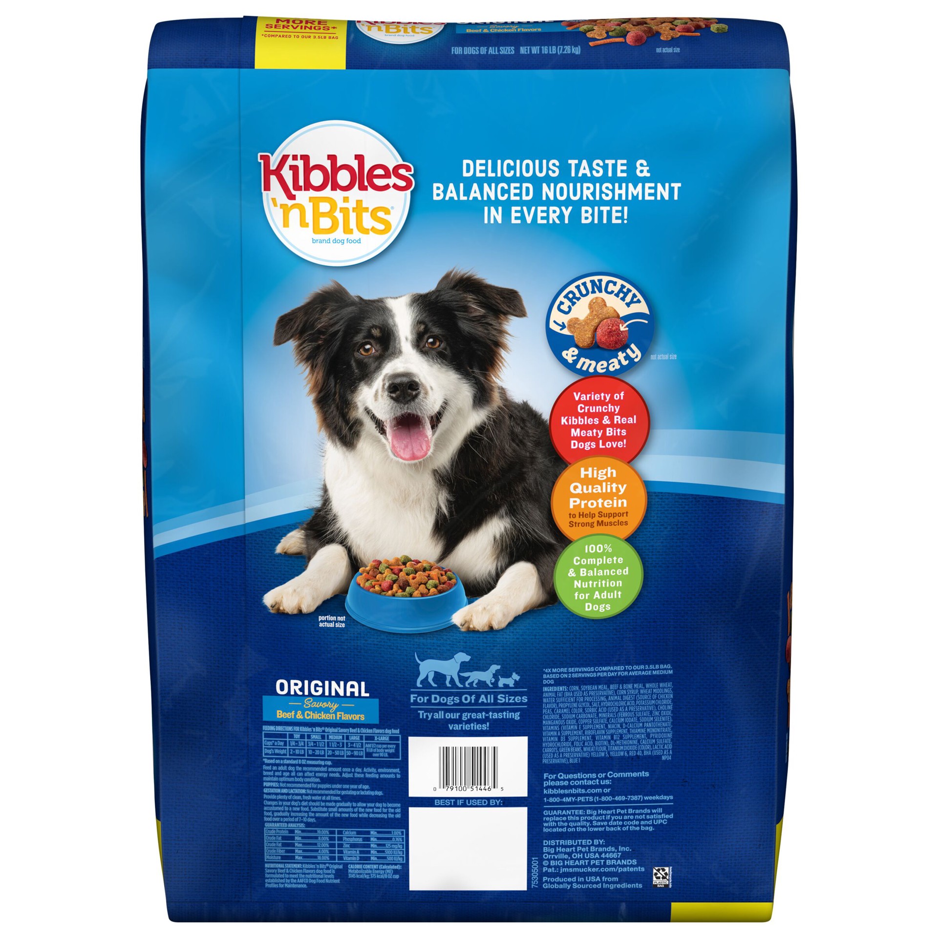 slide 7 of 7, Kibbles 'n Bits Original Savory Beef & Chicken Flavors Dry Dog Food, 16 lb. Bag, 16 lb