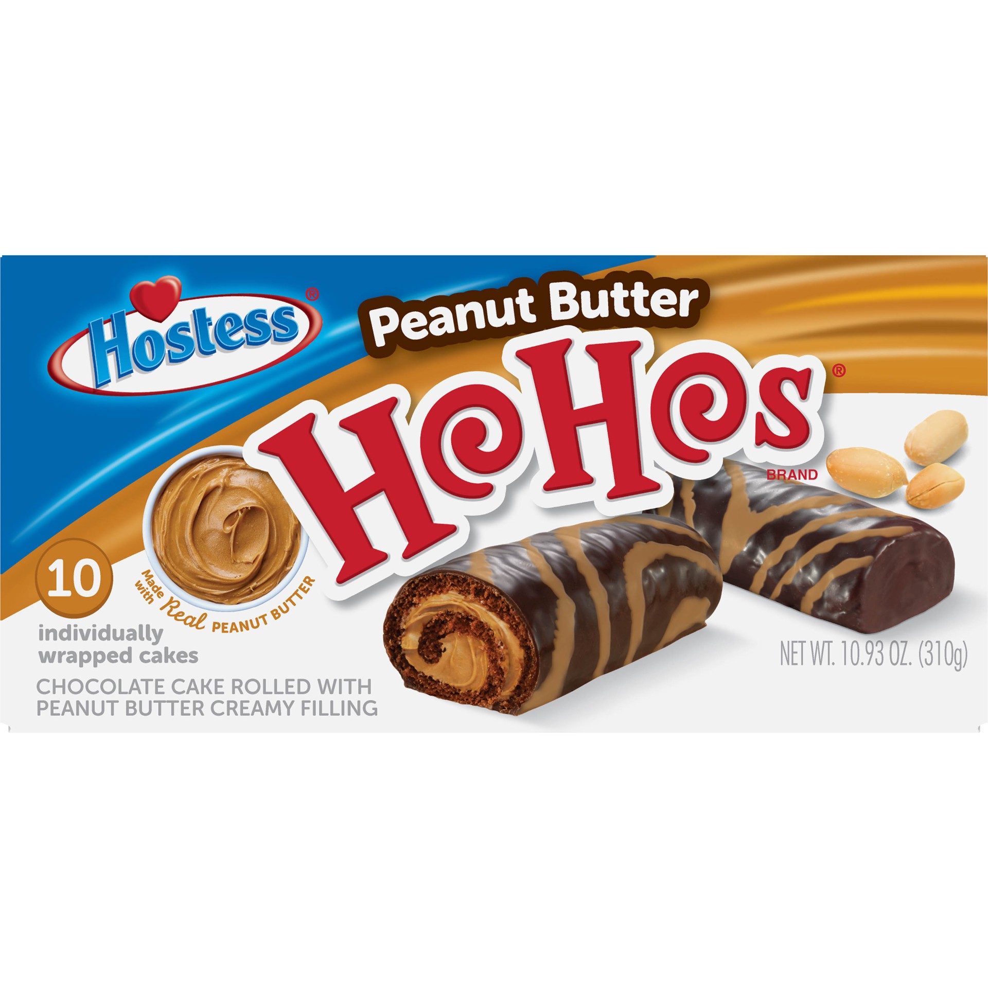 slide 1 of 4, HOSTESS Peanut Butter HOHOS, 10 count, 10.93 oz, 10.93 oz