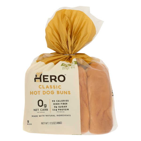 slide 1 of 1, Hero Classic Hot Dog Buns 8 Each, 17.5 oz