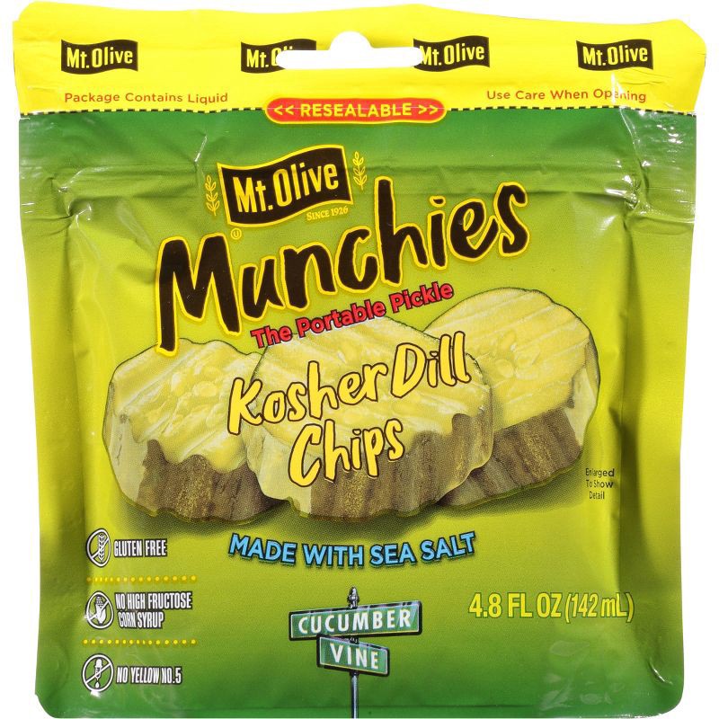 slide 1 of 4, Mt. Olive Munchies Kosher Dill Chips Pickle Pouch - 4.8oz, 4.8 oz