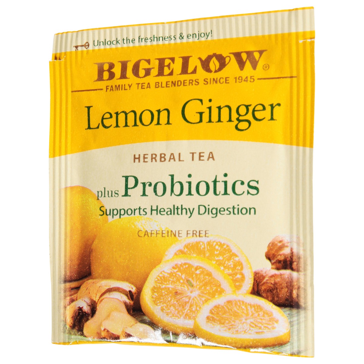 slide 5 of 9, Bigelow Lemon Ginger Probiotics, Caffeine Free Herbal Tea Bags, 18 Ct, 18 ct