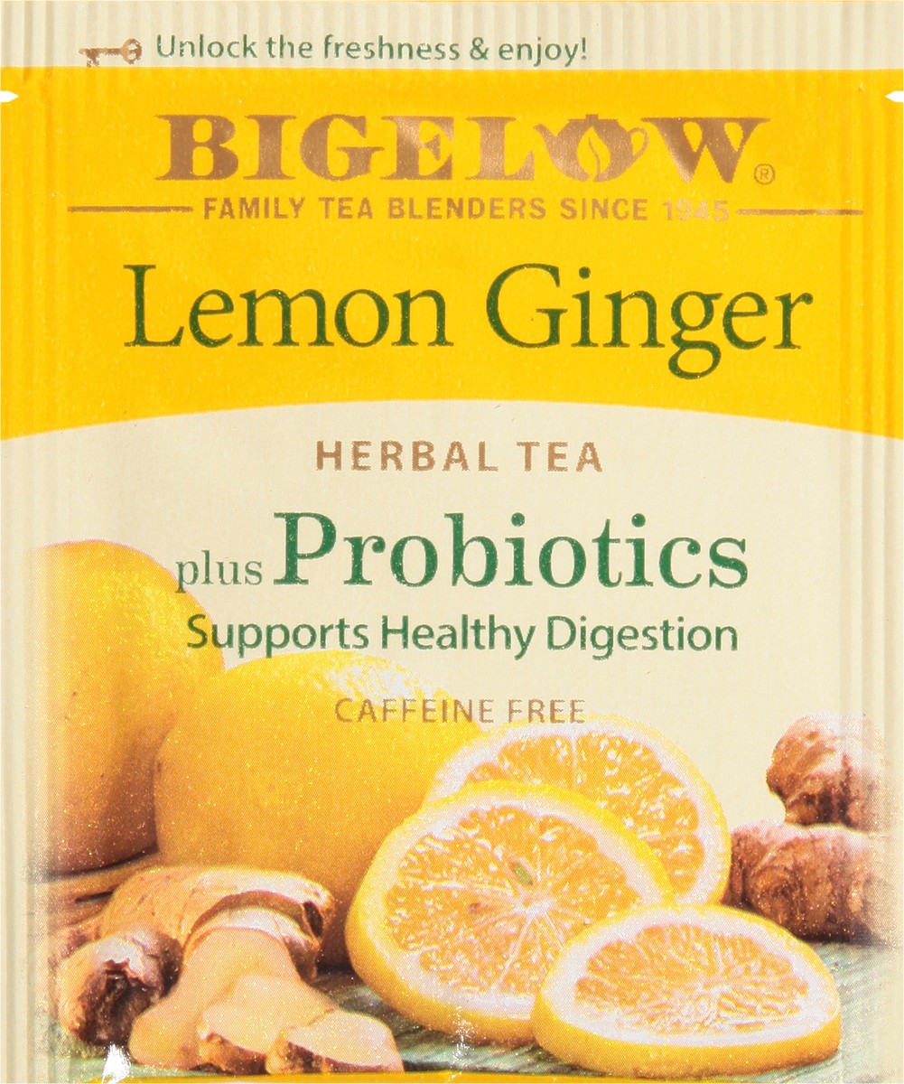 slide 8 of 9, Bigelow Lemon Ginger Probiotics, Caffeine Free Herbal Tea Bags, 18 Ct, 18 ct