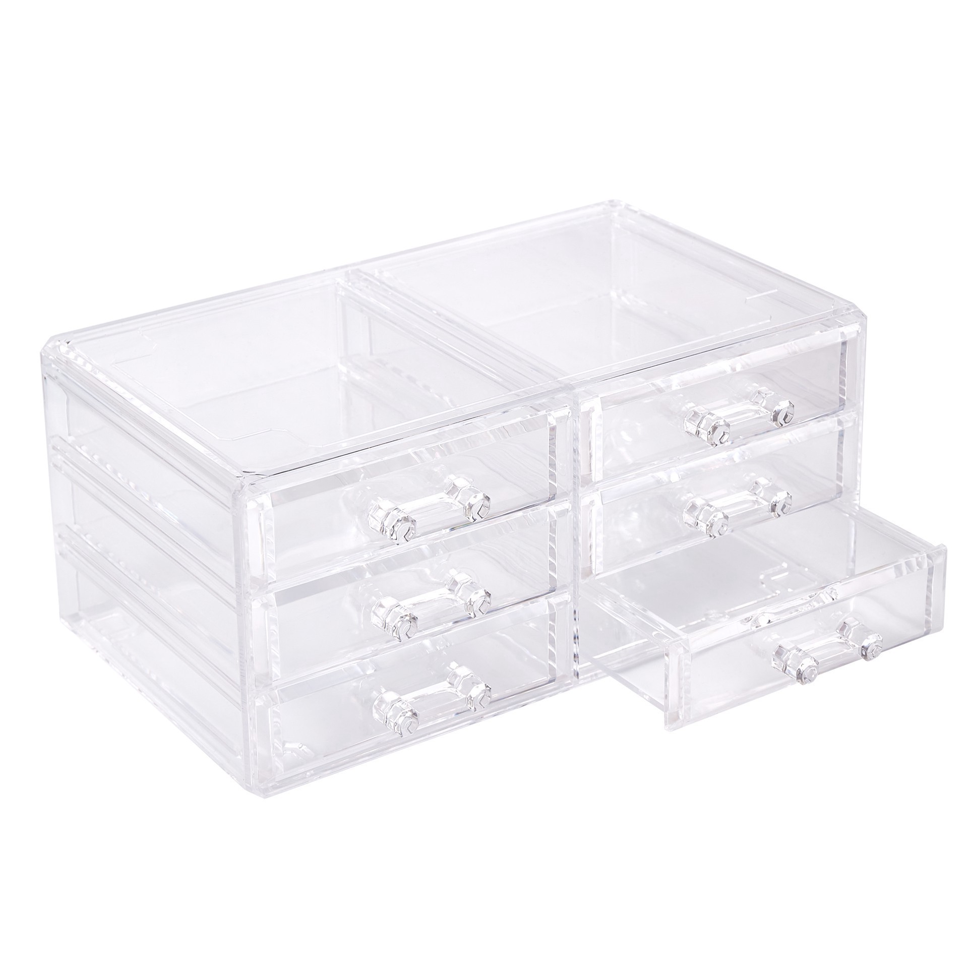 slide 2 of 3, Cecilia Tech 9" Clear Stackable 6-Drawer Jewelry Box, 9 in x 5 in x 4 in