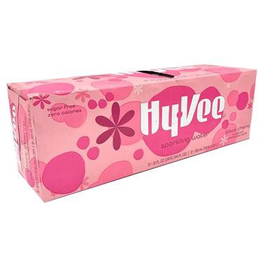 slide 1 of 1, Hy-Vee Sparkling Water, Black Cherry, 12 ct