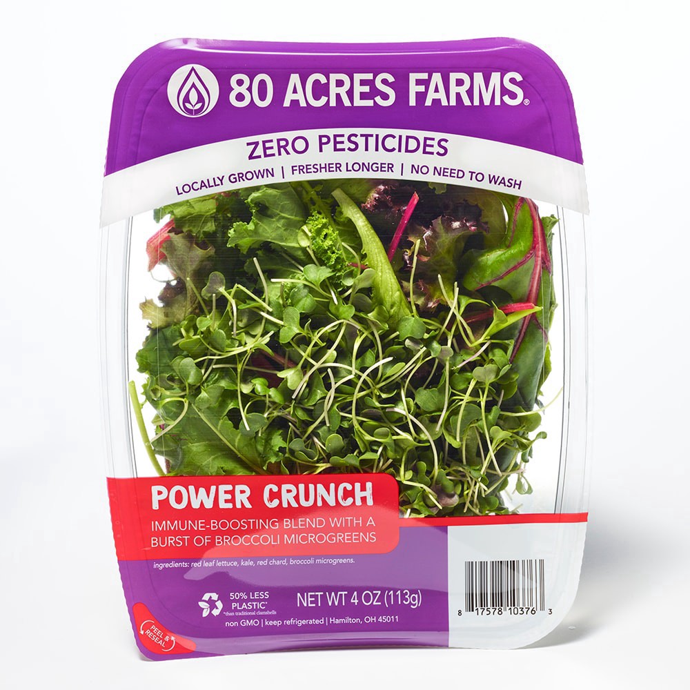 slide 3 of 3, 80 Acres Farms Power Crunch Salad Blend With Lettuce, Kale, Chard And Microgreens, 4 oz