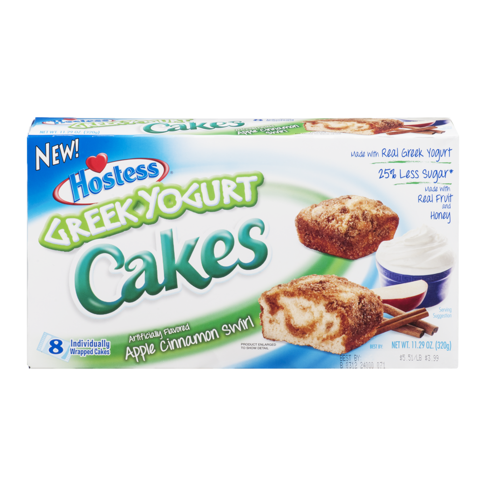 slide 1 of 1, Hostess Greek Yogurt Cakes Apple Cinnamon Swirl, 8 ct