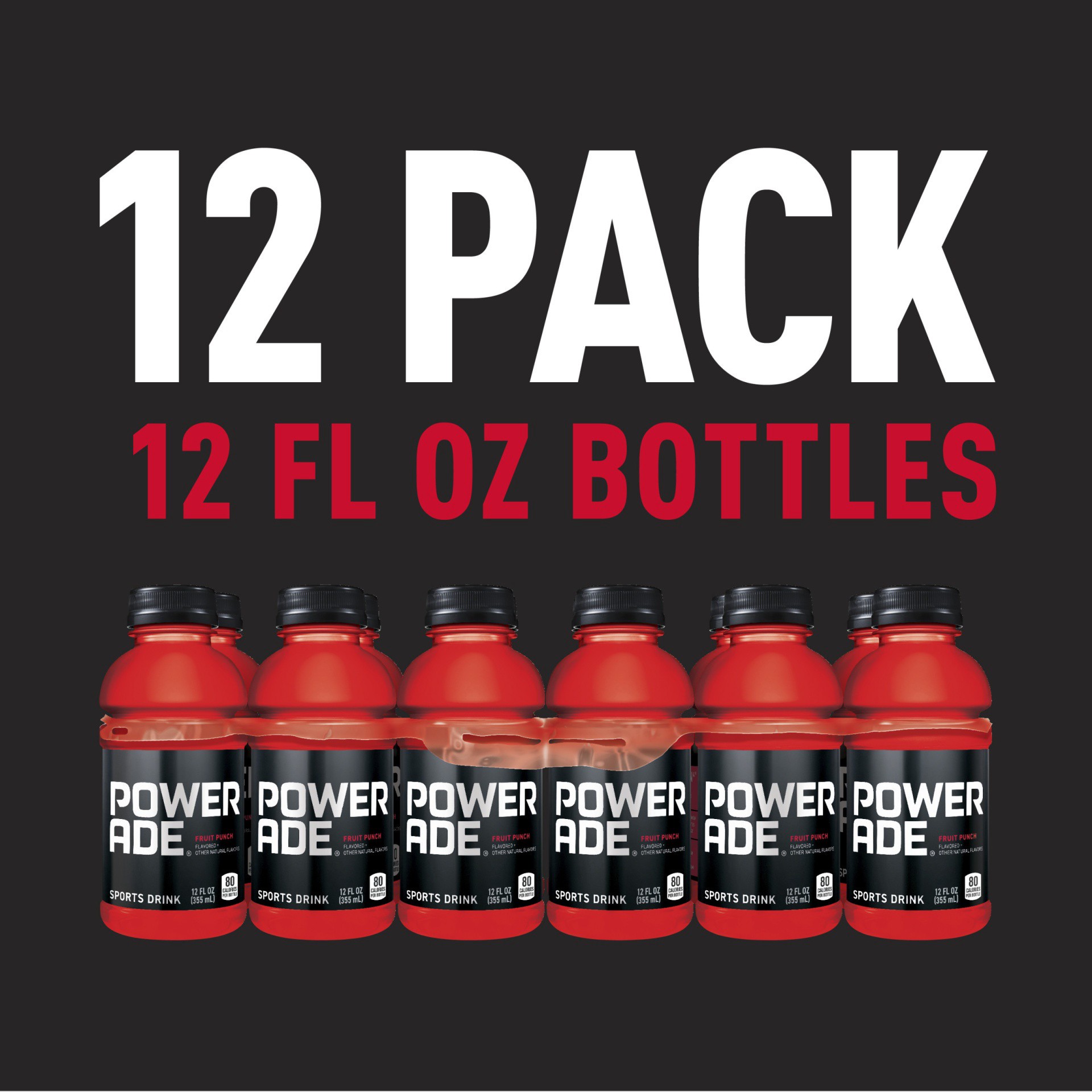 slide 2 of 8, POWERADE Fruit Punch, ION4 Electrolyte Enhanced Fruit Flavored Sports Drink w/ Vitamins B3, B6, and B12, Replenish Sodium, Calcium, Potassium, Magnesium, 12 fl oz, 12 Pack, 144 fl oz