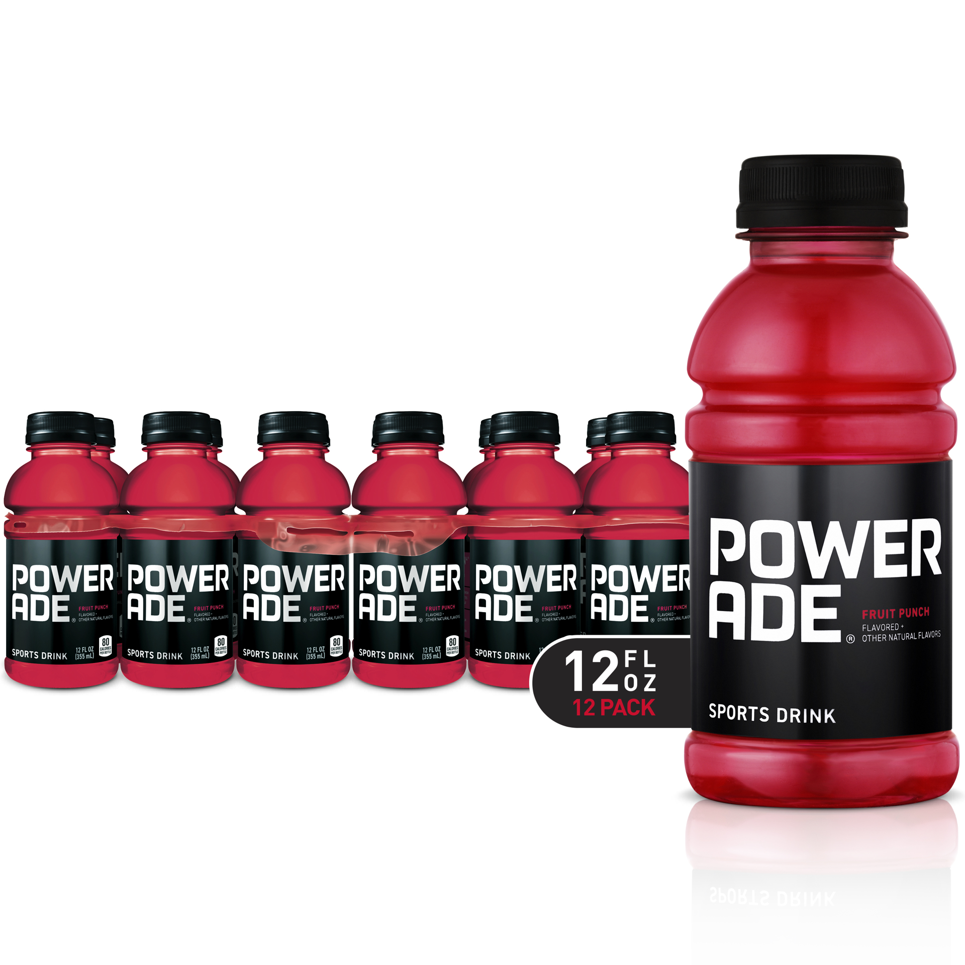 slide 1 of 8, POWERADE Fruit Punch, ION4 Electrolyte Enhanced Fruit Flavored Sports Drink w/ Vitamins B3, B6, and B12, Replenish Sodium, Calcium, Potassium, Magnesium, 12 fl oz, 12 Pack, 144 fl oz