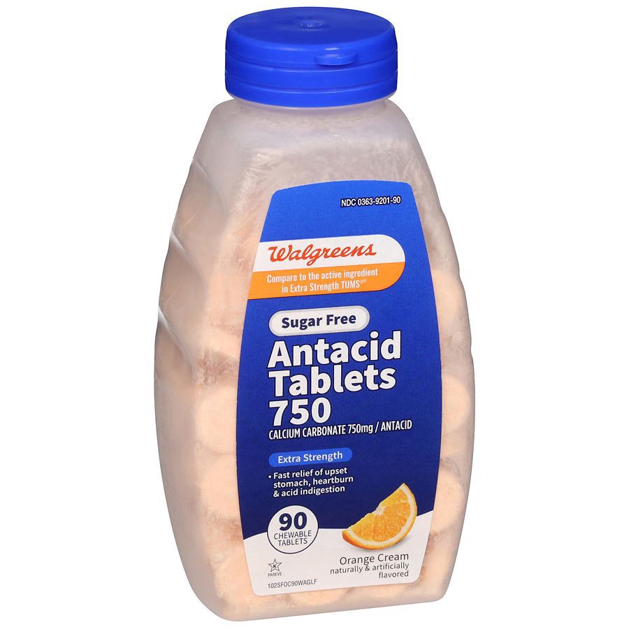 slide 2 of 4, Walgreens Sugar Free Antacid Tablets 750 Orange Cream, 90 ct