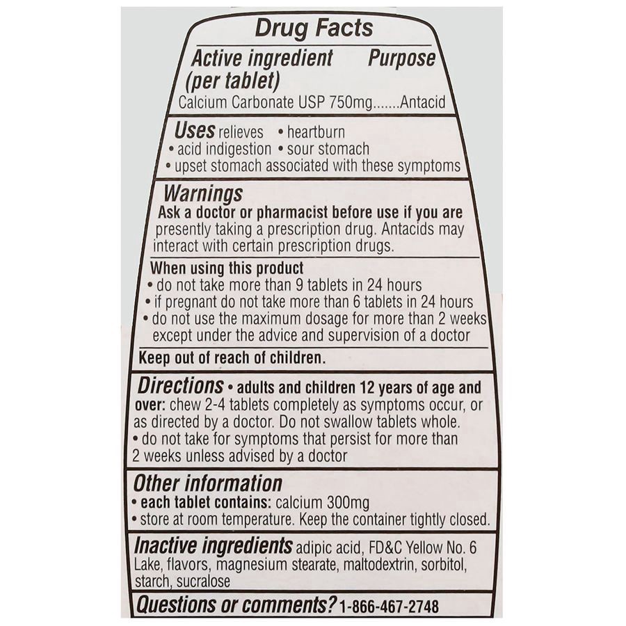 slide 4 of 4, Walgreens Sugar Free Antacid Tablets 750 Orange Cream, 90 ct