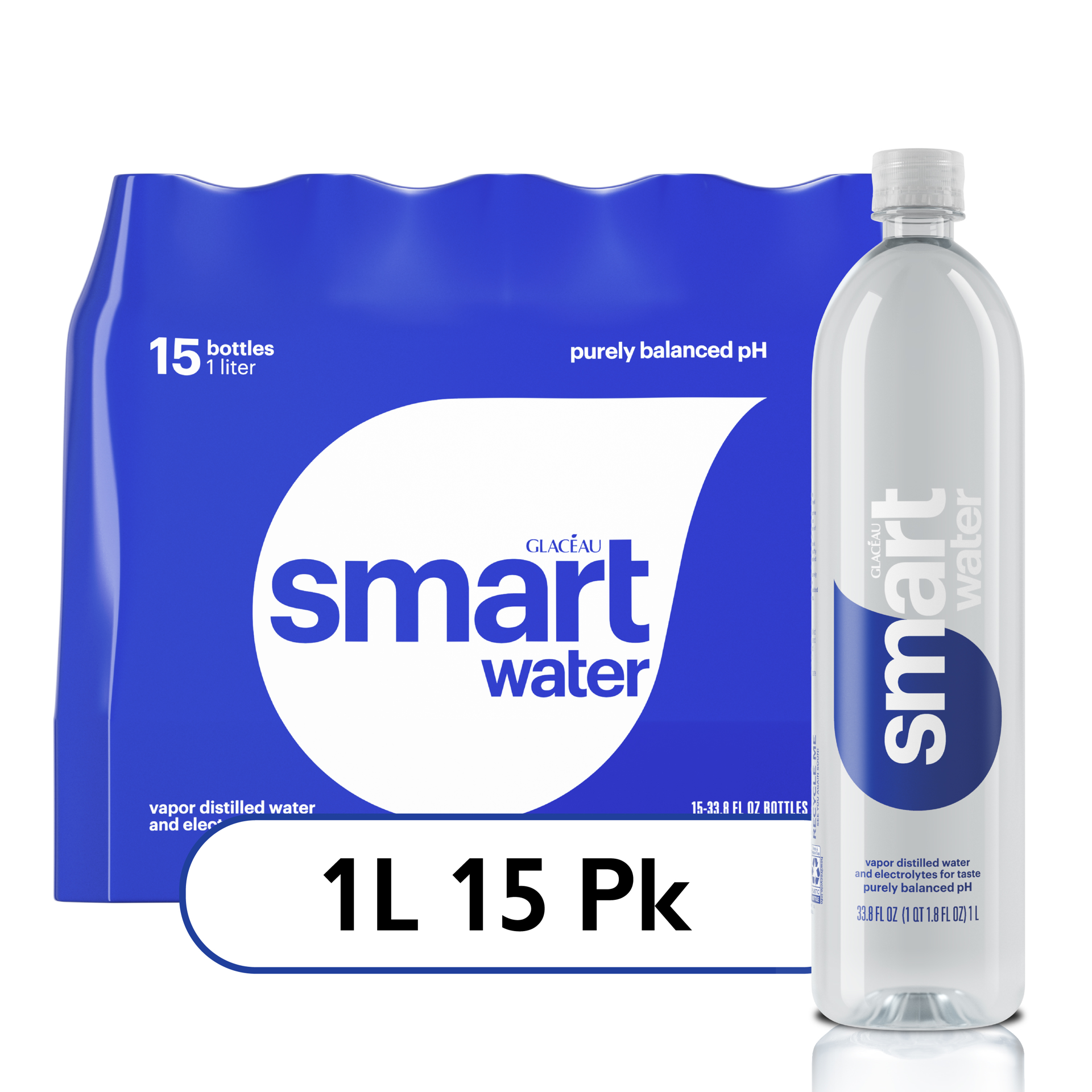 slide 1 of 4, smartwater nutrient-enhanced water Bottles, 33.8 fl oz, 15 Pack, 15 ct