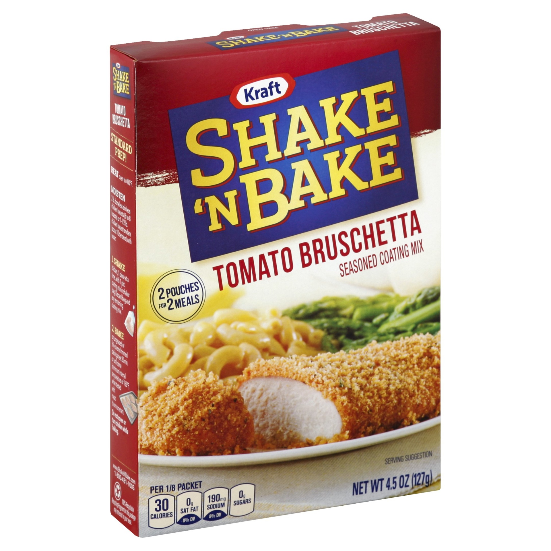 slide 1 of 8, Kraft Shake'N Bake Tomato Bruschetta Seasoned Coating Mix, 4.6 oz