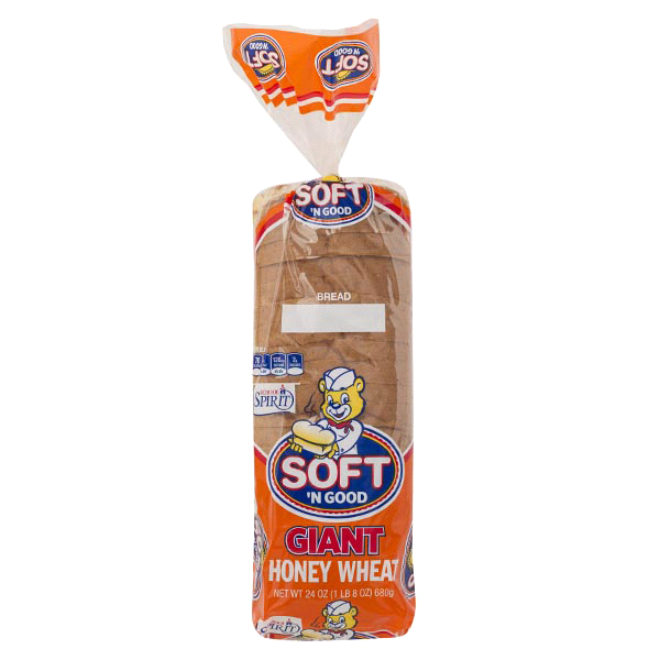 slide 1 of 1, Soft'n Good Giant Honey Wheat Bread, 24 oz