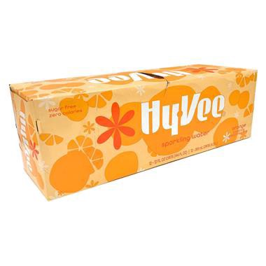 slide 1 of 1, Hy-Vee Sparkling Water, Orange, 12 ct