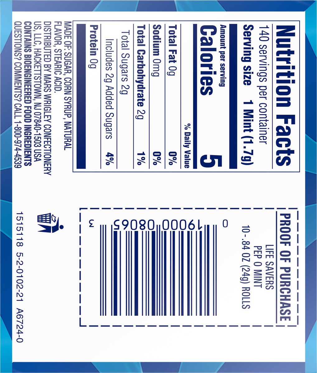 slide 2 of 6, LIFE SAVERS Pep O Mint Mints 10-0.84 oz. Packs, 14 ct