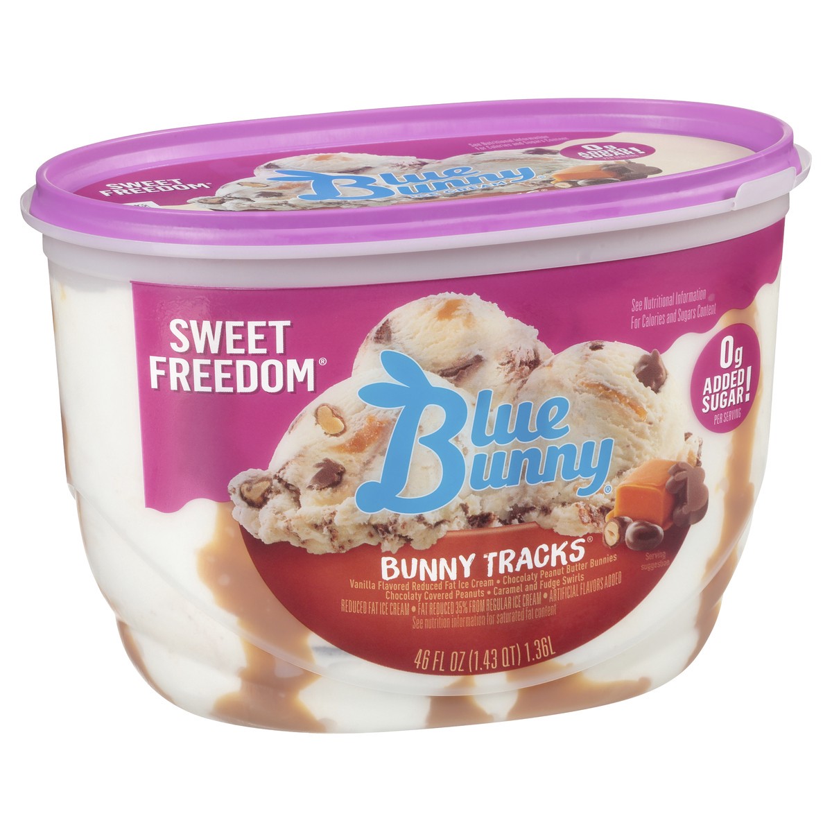 slide 8 of 11, Blue Bunny Sweet Freedom Bunny Tracks Light Ice Cream, 46 fl oz, 46 fl oz