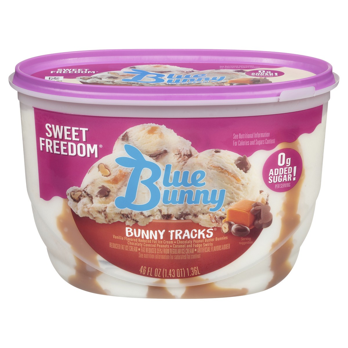 slide 6 of 11, Blue Bunny Sweet Freedom Bunny Tracks Light Ice Cream, 46 fl oz, 46 fl oz