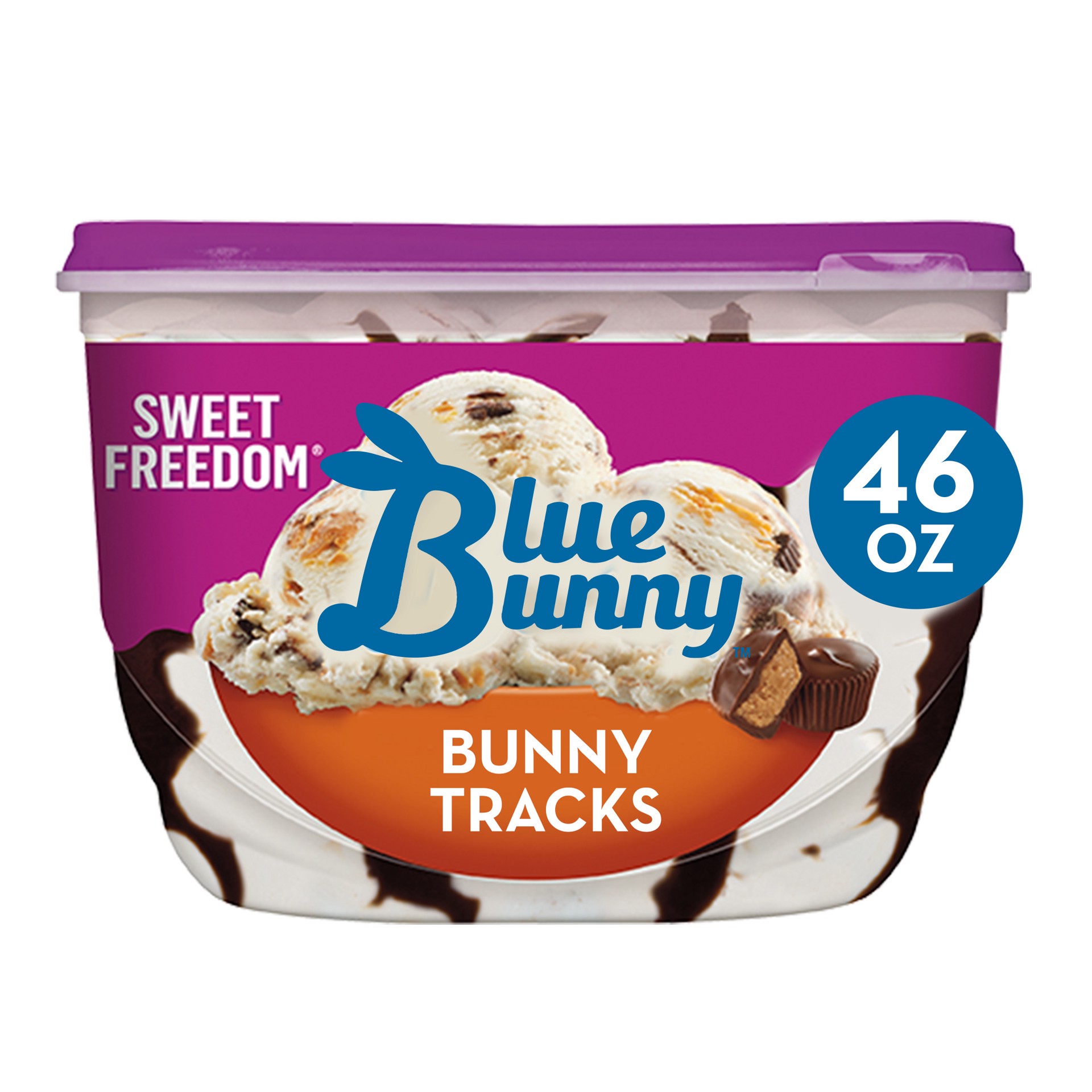 slide 1 of 11, Blue Bunny Sweet Freedom Bunny Tracks Light Ice Cream, 46 fl oz, 46 fl oz